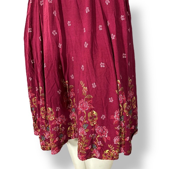 TORRID Maroon Red Sugar Skull Floral Print Belted Tank Midi Dress 3 3X - Picture 9 of 12